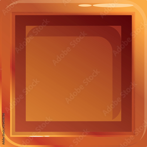 Glossy orange square button creating a user interface for web or mobile app