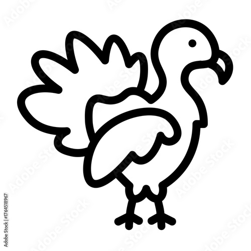 rooster icon with line style
