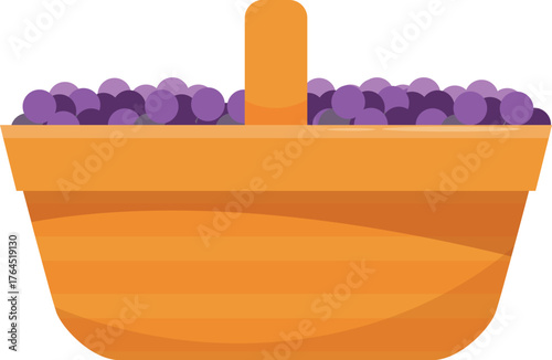 Wicker basket brimming with ripe purple grapes, ready for harvest or enjoyment