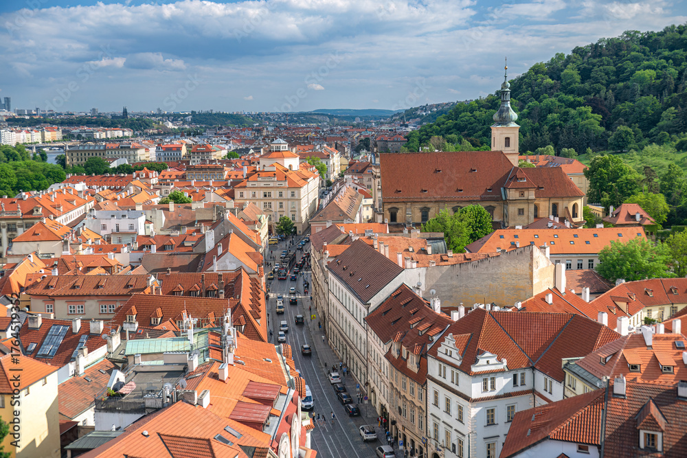 Obraz premium Captivating aerial view of Prague's charming cityscape, Czech Republic