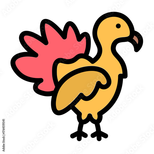 rooster icon with flat line style