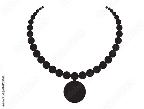 Beaded Necklace icon in silhouette white background.
