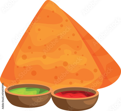 Crispy samosa served with chutney and spicy sauce, representing delicious indian cuisine