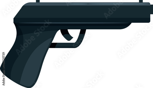 Semi automatic pistol with dark gray matte finish, side view with safety on