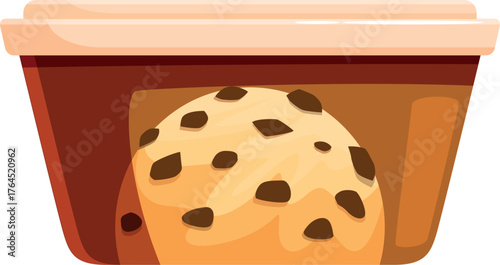 Single serving of chocolate chip cookie dough ice cream packaged in a brown plastic container with a beige lid