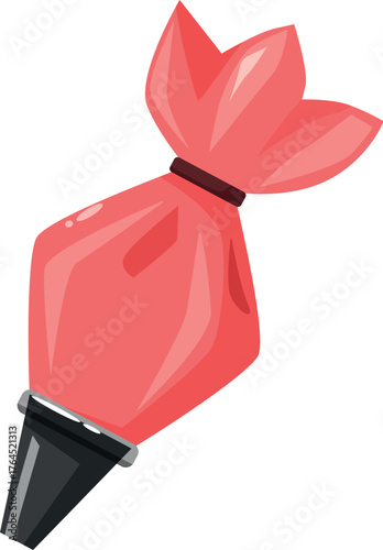 Pink pastry bag with black tip for making beautiful desserts