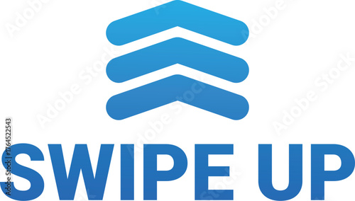 Blue swipe up arrows and text indicating upward motion for social media stories
