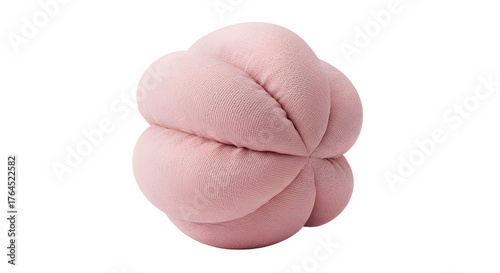 BABY TOYS - Soft pink plush decorative knot pillow isolated on white background, modern home decor accessory perfect for interior design projects
