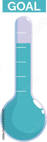 Fundraising thermometer approaching goal, symbolizing achievement and success in nonprofit campaign