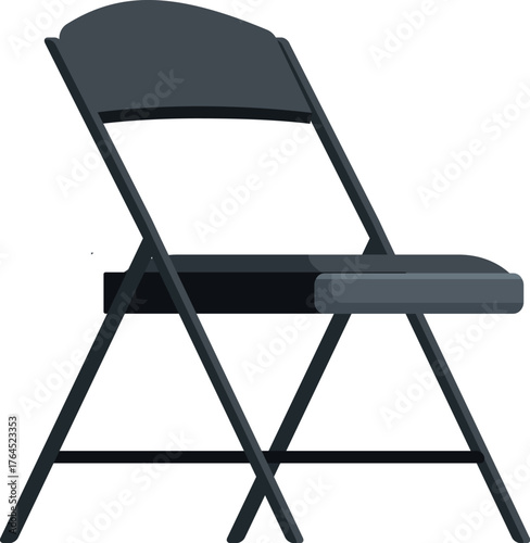 Folding chair with padded seat and curved backrest, perfect for events, conferences, or waiting rooms