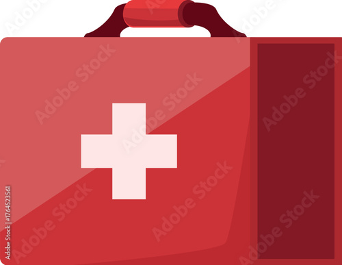 Slightly open red first aid kit with white cross, providing essential medical supplies for emergencies