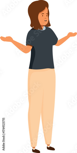 Businesswoman gesturing with open hands, explaining or presenting something