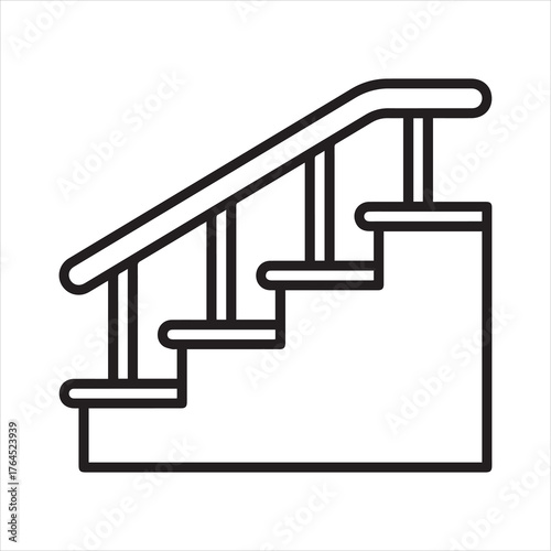 Stairs icon to go upstairs with handrails