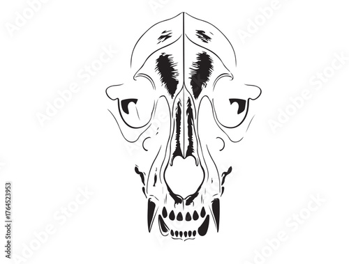 Wolf Skull icon in silhouette white background.