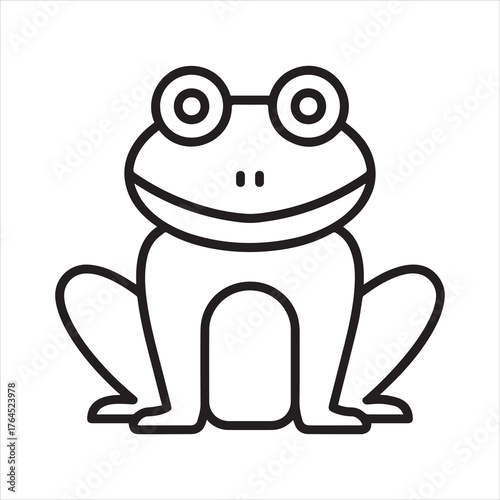 Icon of a frog or toad with wide eyes sitting