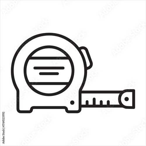 Measurement tape icon for measuring objects in construction and carpentry tools