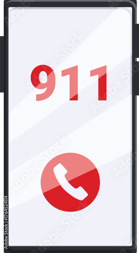 Emergency call on smartphone with 911 number displayed on screen