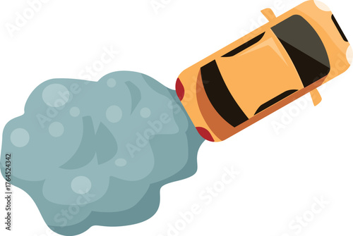 Yellow car emitting polluting exhaust gases, raising environmental concerns