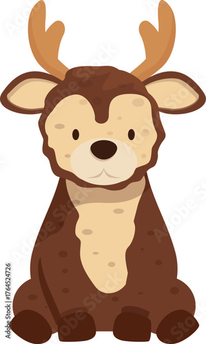Adorable cartoon baby deer sitting and smiling, perfect for children's illustrations, greeting cards, and other design projects