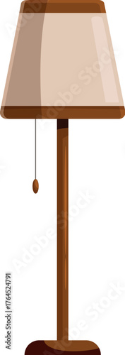 Classic wooden floor lamp illuminating contemporary or traditional interiors, adding warmth and style