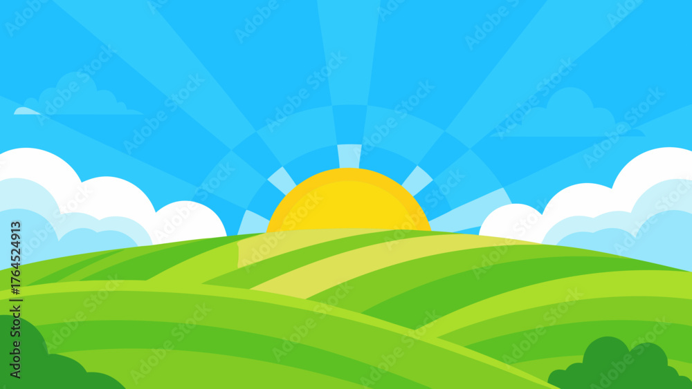 Fototapeta premium summer landscape with green grass and blue sky