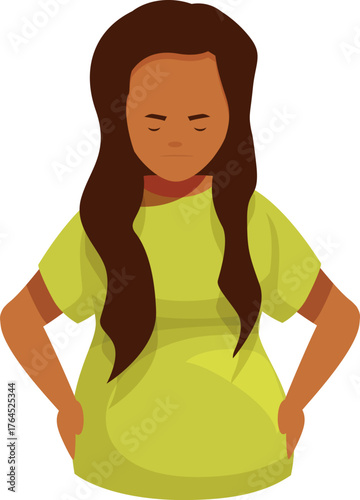Young woman expressing disapproval, crossing arms and frowning, showing a negative emotion