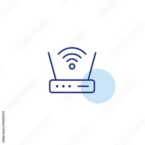 Wi-fi router. Internet connection, digital presence. Pixel perfect, editable stroke vector icon