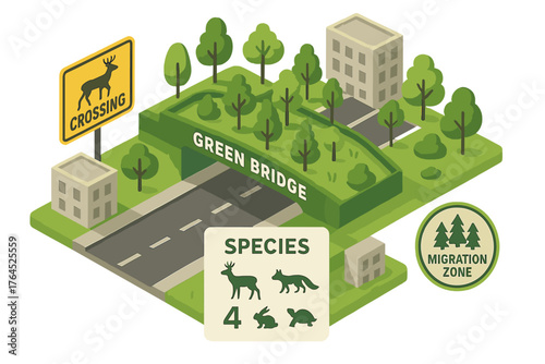 Green wildlife bridge: safe crossings for forest animals in urban areas