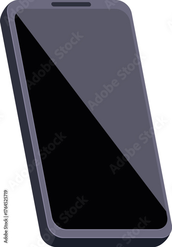 Sleek smartphone with blank screen, purple frame, and subtle reflections, ideal for showcasing apps or designs