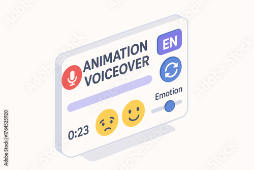 Animation voiceover interface with emotion control and language settings