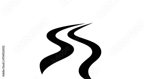 Abstract black curvy lines representing a winding road or path.