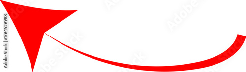Bold Red Curved Arrow Pointing Up and Left with Gradient Line, Dynamic Directional Indicator Symbol for Upload, Flow, or Vector Graphic Design