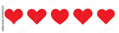 Hearts isolated on white. Hearts in linear and flat. Love icon. Valentines day signs or symbols. Vector illustration.