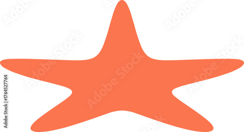 Simple Solid Color Starfish Illustration Isolated on White Background