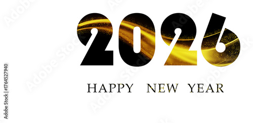 Merry Christmas and Happy New Year 2026. Abstract shiny color gold wave design element.