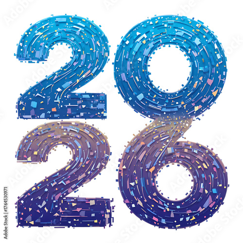 Modern Gradient 2026 Typography with Blue Purple Color Blend PNG.
