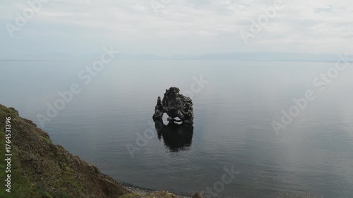 basalt stack Hvitserkur in ocean in Iceland