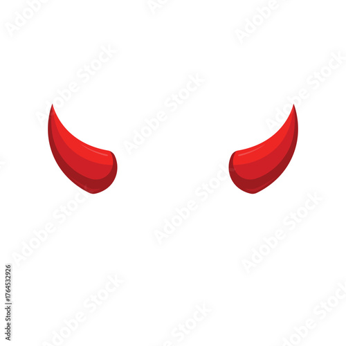 Red devil horn vector illustration design template, 3d realistic cute element for face mask and head or costume. devil horn logo icon 