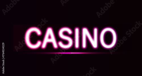 Casino pink neon sign with shadow