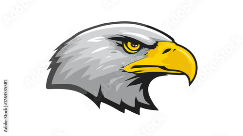 Powerful vector illustration of an eagle head in profile, featuring a strong, majestic bird of prey with a determined expression.