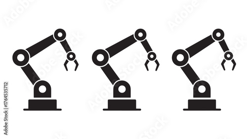 Set of robotic arm icons industrial automation vector illustration isolated on white background