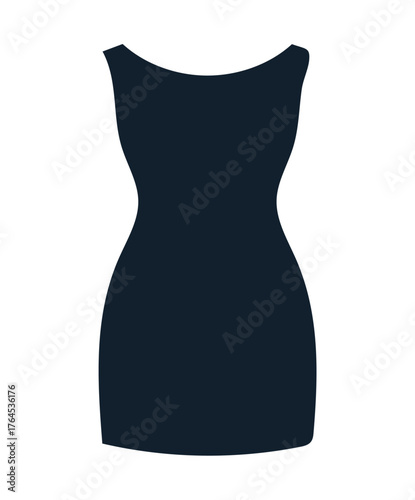 Simple Black Silhouette of a Sleeveless Dress on White fashion