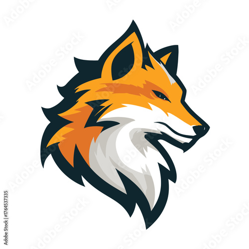 Stylized fox head vector illustration, a modern graphic design animal mascot logo concept with sharp lines and strong profile