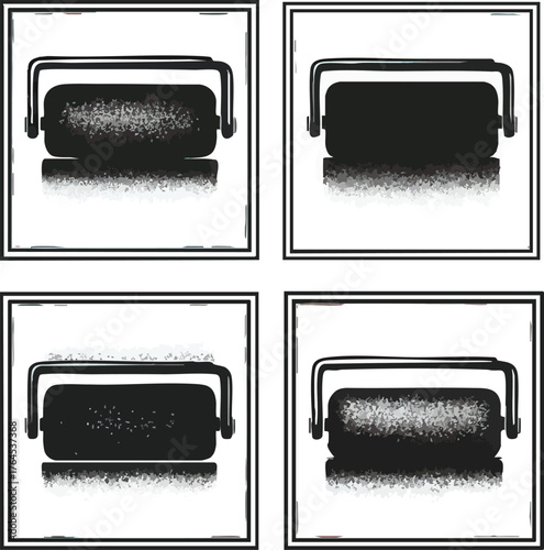 Set of four vintage style printmaking brayer illustrations.
