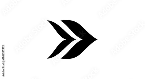 Abstract Double Arrow Symbol Pointing Right in Black and White.