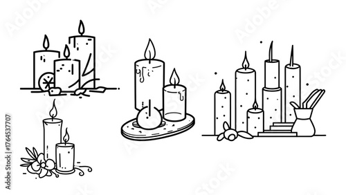 Elegant candle arrangements illuminate celebrations, perfect for warm holiday greetings and serene memorial tributes with gentle light and graceful shapes