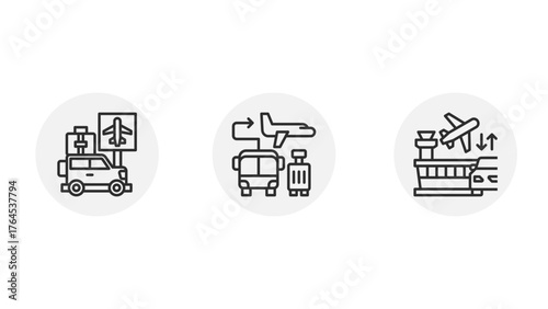 Seamless Travel Icon Collection for Stress-Free Journeys, Transportation Services, and Modern Logistics Solutions, Perfect for Mobile App and Website Designs