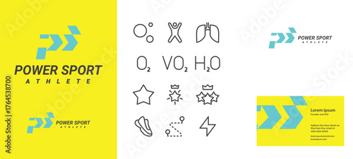 PS, SP initial letter geometry sharp forward arrow logo design for delivery service and sport company, with branding visual of business card and icon set simple flat modern style