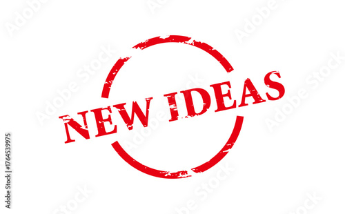 NEW IDEAS - NEW IDEAS text written on Red Rubber Stamp 
