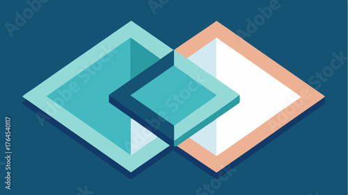 Two overlapping squares illustrating task dependencies in a clean geometric style.